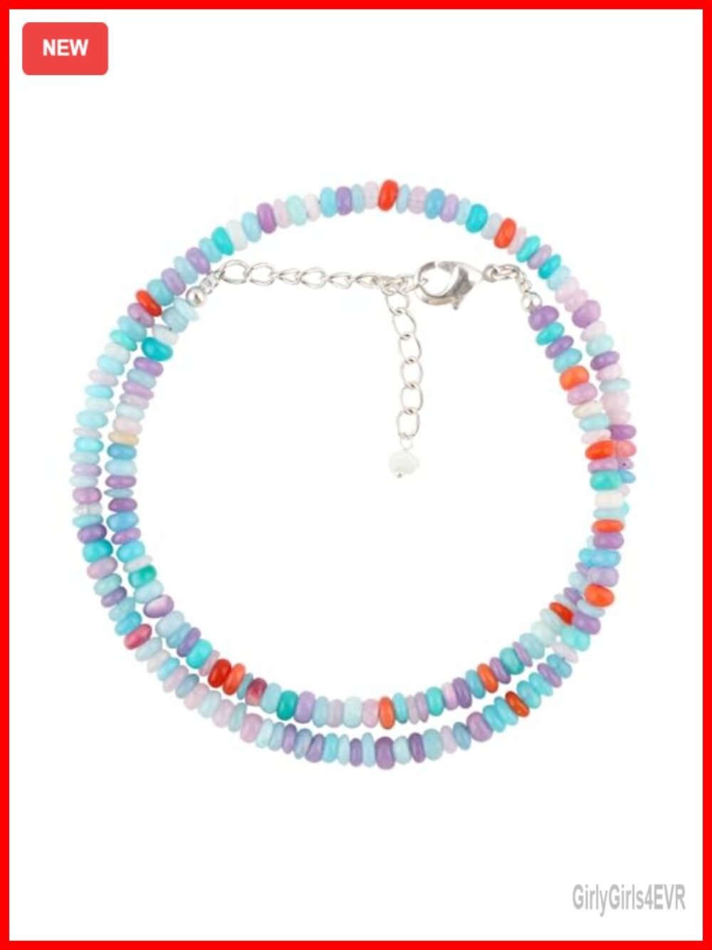Opal Beaded Choker Necklace Silver Plated Brass 18in Women Handmade